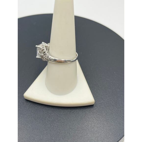 Vintage 925 Sterling Silver 8mm Square CZ Ring Ornate Floral Band Size 9 - Picture 4 of 9